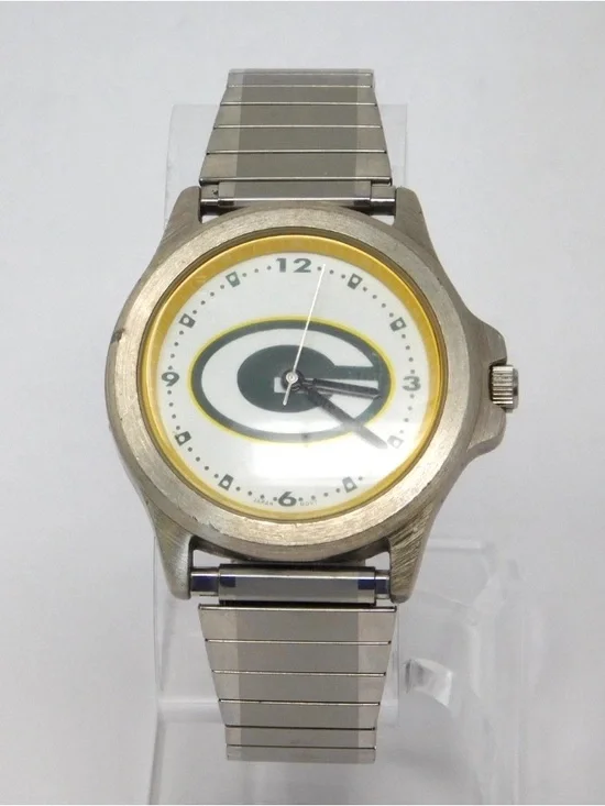 Green Bay Packers Men's Watch Logo Art Stretch Band Stainless Steel NFL Fan Gear