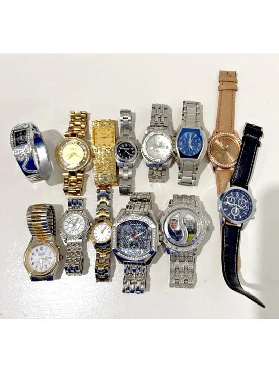 Wristwatch Lot of 13 Vintage to Modern Gold Silver Tone Leather Need Batteries