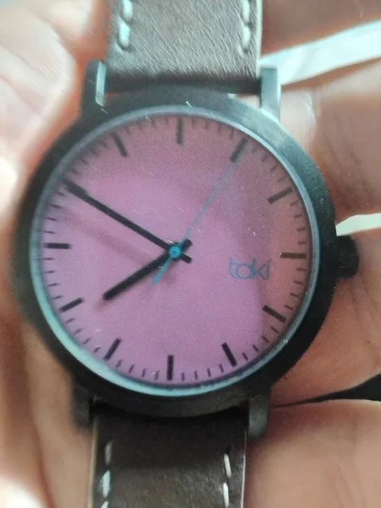 tokidoki Men's Pink Dial Watch with Brown Leather Strap