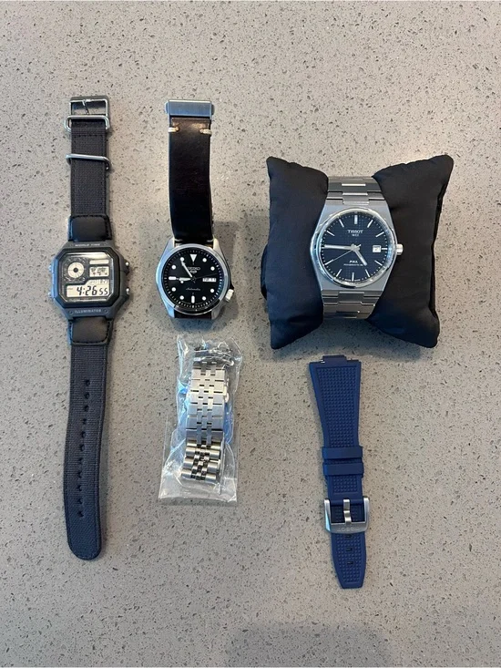 Tissot PRX Seiko SPRE55J Casio AE-2000W - Three Watch Collection