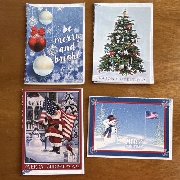 DAV Christmas Greeting Cards‎ Set of 4 Decorative Santa Claus Snowman Multicolor