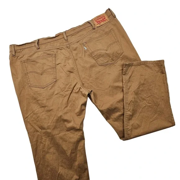 Levis 541‎ Athletic Taper Pants Mens 48x30 Brown Cotton Stretch Workwear Rugged