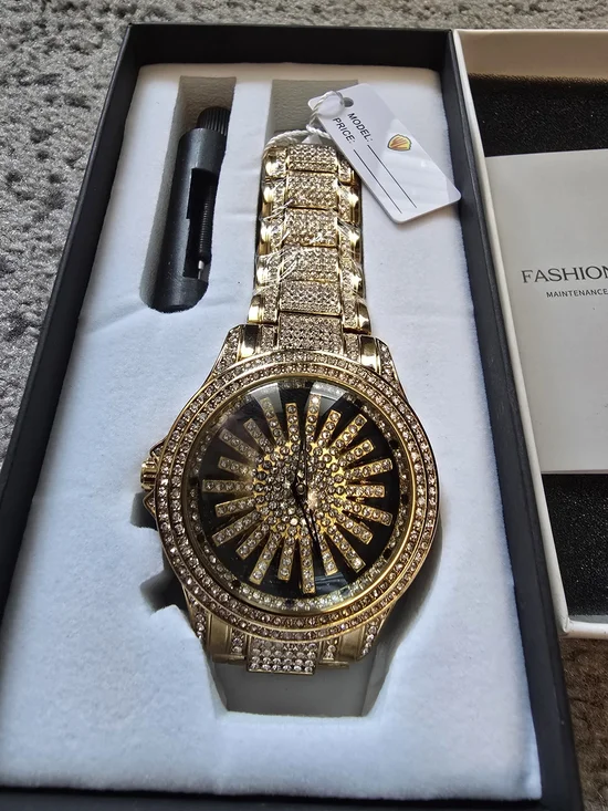 Men's Gold-Tone Crystal Pavé Statement Watch