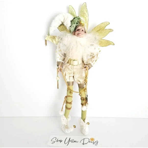 Vtg Fairy Elf‎ Art Doll Gold Green Whimsical Fantasy Decor Marc Roberts Mythical
