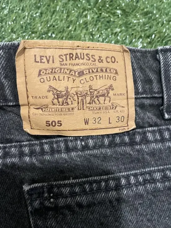 Vintage 90s Levis 505 Orange Tab Black Jeans Made In USA 32x30 Faded Charcoal