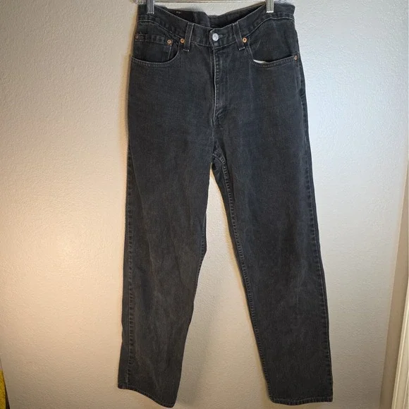 Vintage 90s Levis 550 Jeans Black Relaxed Fit Tapered Denim USA Made Mens 33x34
