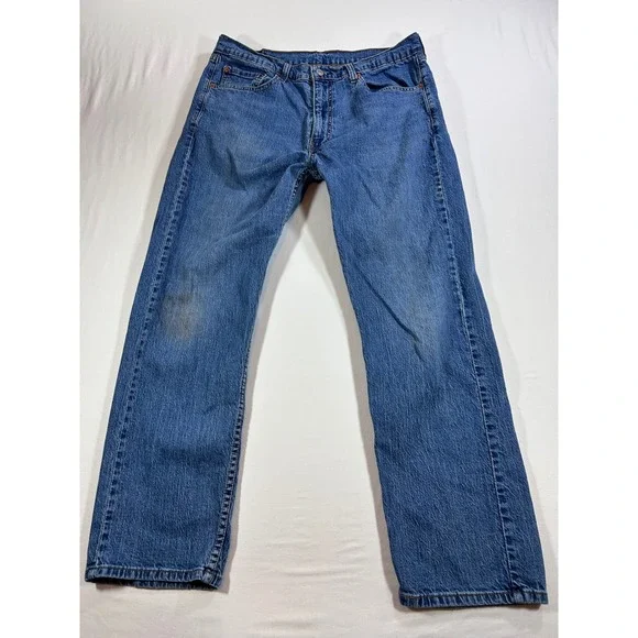 Levis 505 Regular Fit Straight Leg Jeans Mens 36x29 Medium Wash Blue 00505-2217