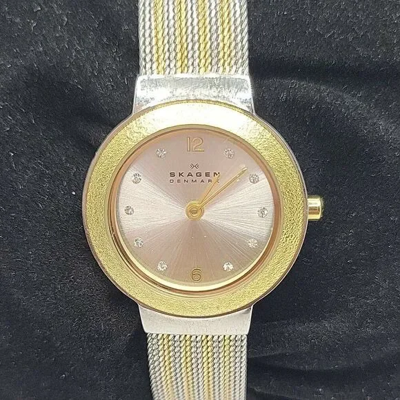 SKAGEN SKW2157 Women's Stainless Steel Analog Gold Dial Quartz Wrist Watch AM597