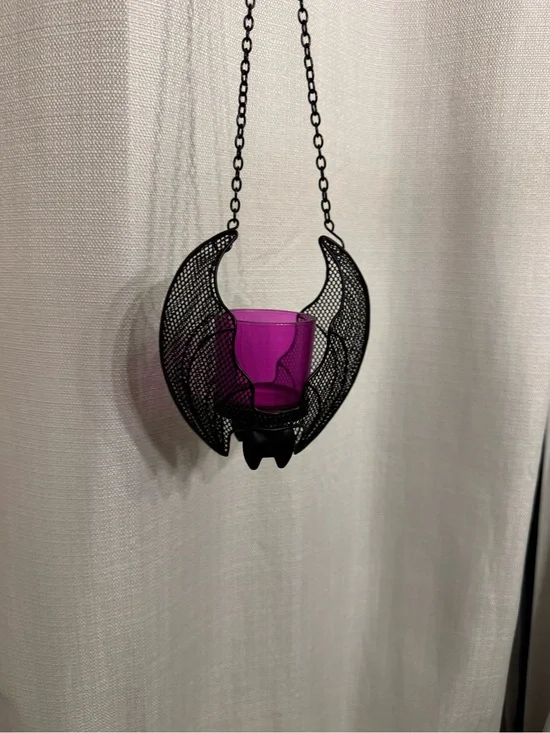Hanging Bat Purple Glass Votive Holder