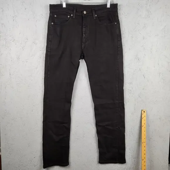 Levi's 505 Jeans Mens 34x34 Black Straight Leg Stretch Denim Western Cowboy