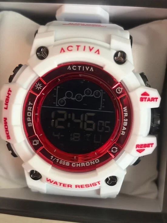 Men's Activa X Invicta Racing Chrome Edition Digital Watch 50mm White/Red