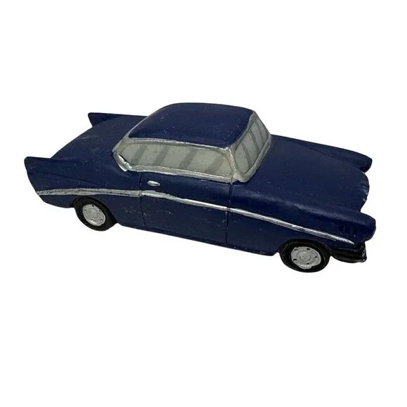 Christmas Village Blue Retro Car Miniature Resin Figurine