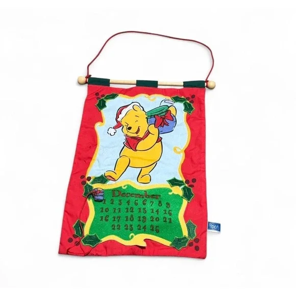 Disney Winnie the Pooh Christmas Advent Calendar Wall Hanging Vintage Holiday