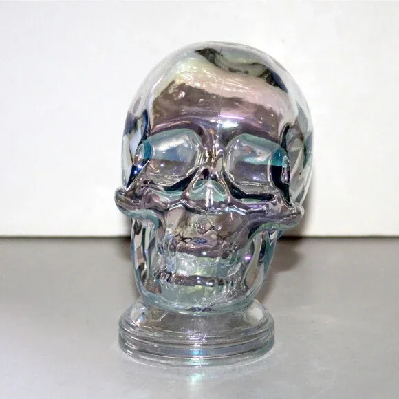 Glass Skull Iridescent clear 5.5” halloween house decor punk goth