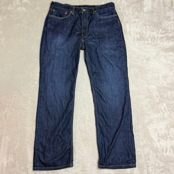 Levi's 514 Straight Fit Jeans Mens 36x30 Blue Dark Wash Denim Classic Preppy EUC