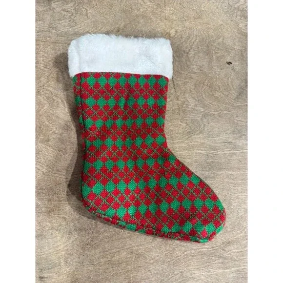 Pet Christmas Stocking Red Green Knit