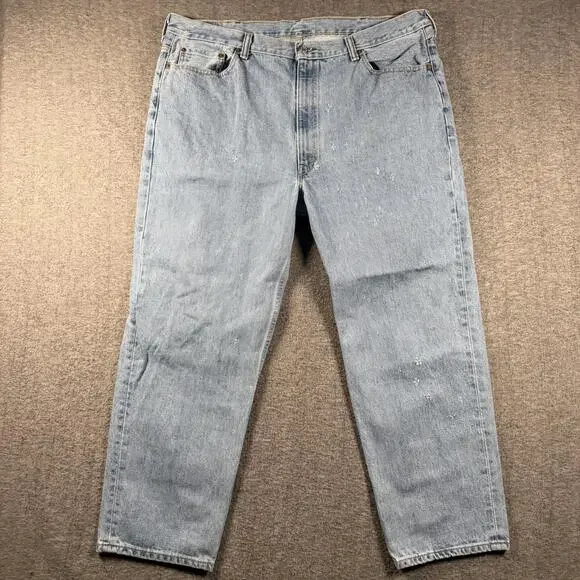 Levis 550 Jeans Mens 42x30 Light Wash Blue Relaxed Tapered Denim Distressed