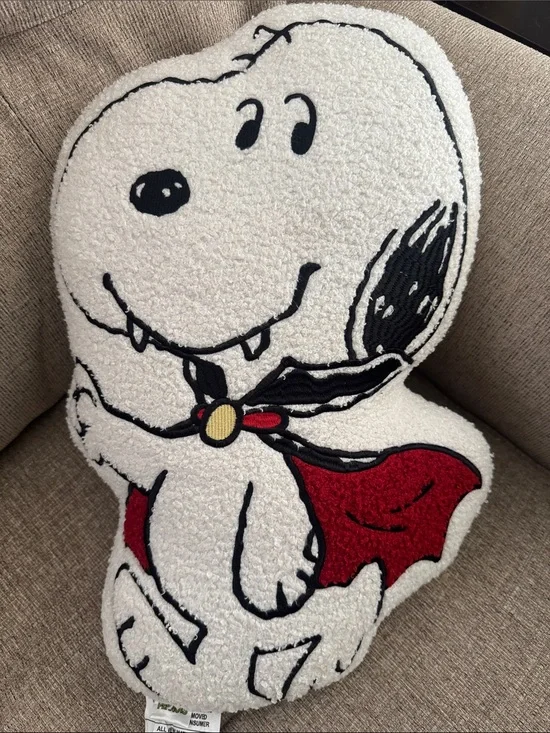 Snoopy Plush Holiday Pillow - White and Red