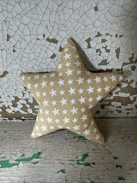 🇺🇸 Mini 4.5” Star-Shaped Decorative Bowl Filler - Beige with White Stars