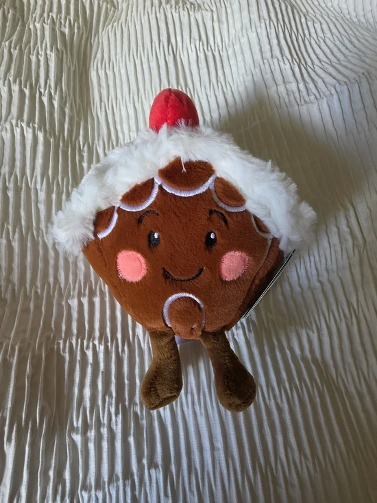 Holiday Gingerbread Plush - Brown with White & Red