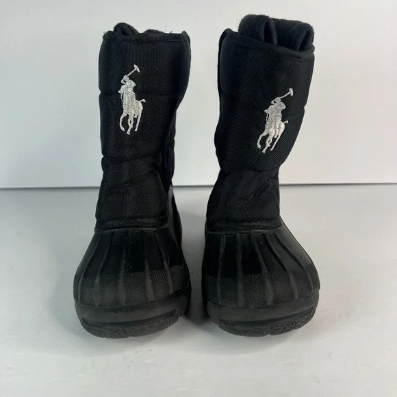 Polo Ralph Lauren Hamilton‎ II EZ Kids Black Snow Boots Size 11 Toddler Pull On