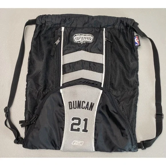 San Antonio Spurs Tim Duncan #21 NBA Reebok Stringer Bag/Backpack Vintage Black