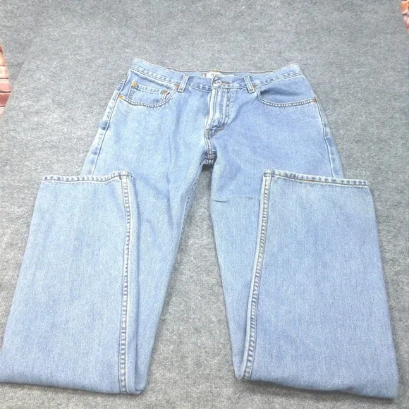 Y2K Levis 505 Regular Fit Jeans Mens 34x36 Light Wash Straight Leg Denim Cotton