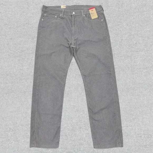 Levi's 505 Pants Mens 38x32 Gray Corduroy Regular Fit Straight Leg Stretch
