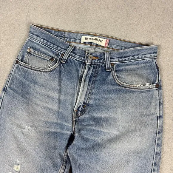 Levis 505 Jeans 32x32 Men's Regular Fit Light Wash Distressed Faded Denim