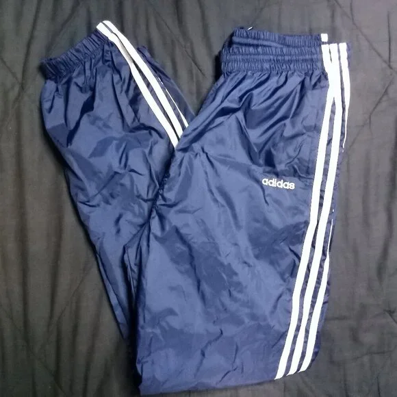 adidas Navy Blue Track Pants with White Stripes