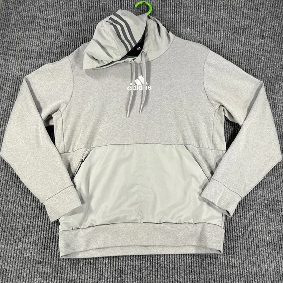 Adidas Hoodie Sweatshirt Mens Size Medium Gray Long Sleeve Activewear Sharp