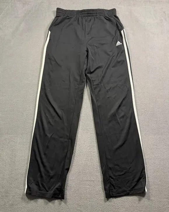 Adidas Essentials 3 Stripes Tricot Track Pants Men Large Black Open Hem Jogger‎