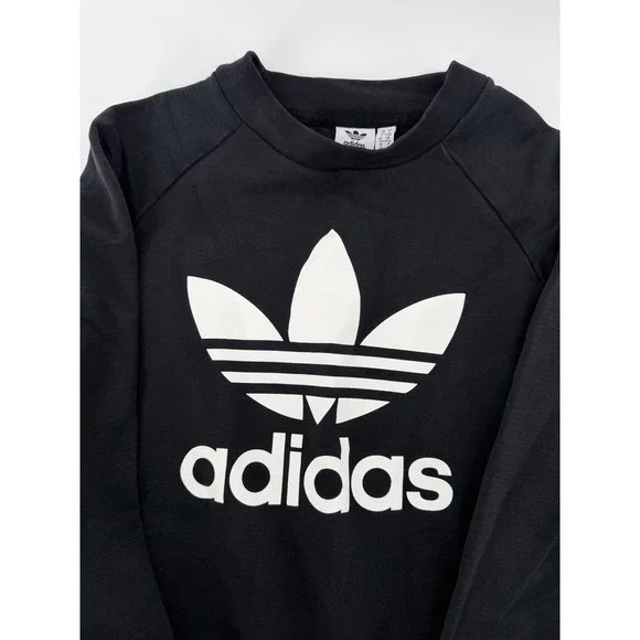 Adidas Originals Trefoil Sweatshirt Black White Logo Pullover Mens Small BK5865