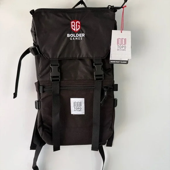 Topo‎ Designs Rover Pack Classic Backpack Unisex Black Bolder Games Logo 20L $99