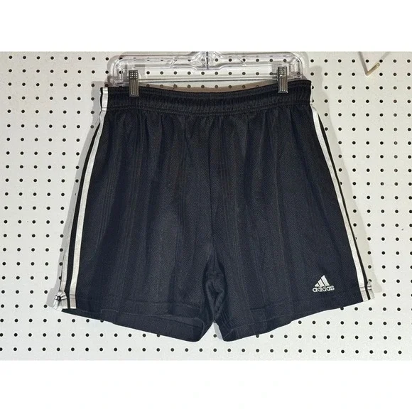 Adidas Mens Black Mesh Athletic Soccer Shorts Large 3 Stripe RN 88387