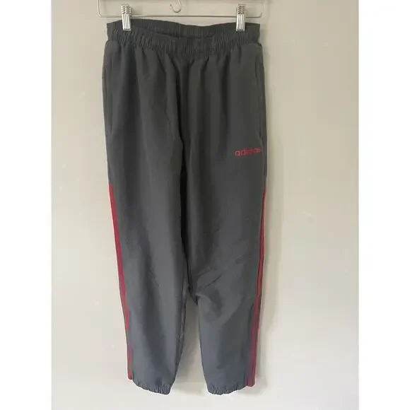 Adidas Mens Size Small Samson Track Pants Black Red Stripes Zip Leg Joggers