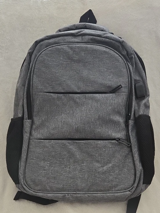 Gray Laptop Backpack with USB Charging Port
