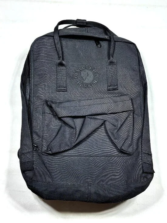 Fjallraven Re-Kanken Black Monochrome Recycled Polyester Backpack Daypack 16L