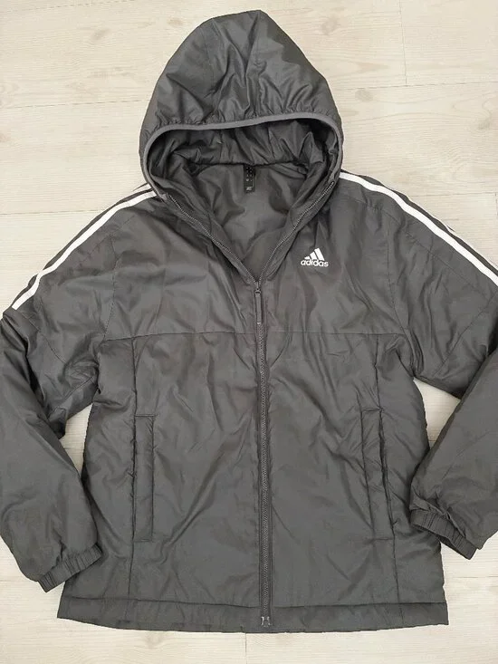 adidas Essentials Men's Insulated Hooded Jacket Grey Hooded Jacket Grey Size M