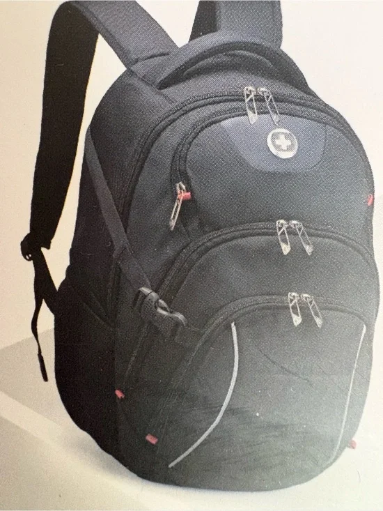 SwissGear Black Men's Travel & Laptop Backpack with Silver Accents