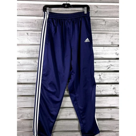 Vintage Adidas Breakaway Track Basketball Pants Mens L Blue Snap Button Tre Foil