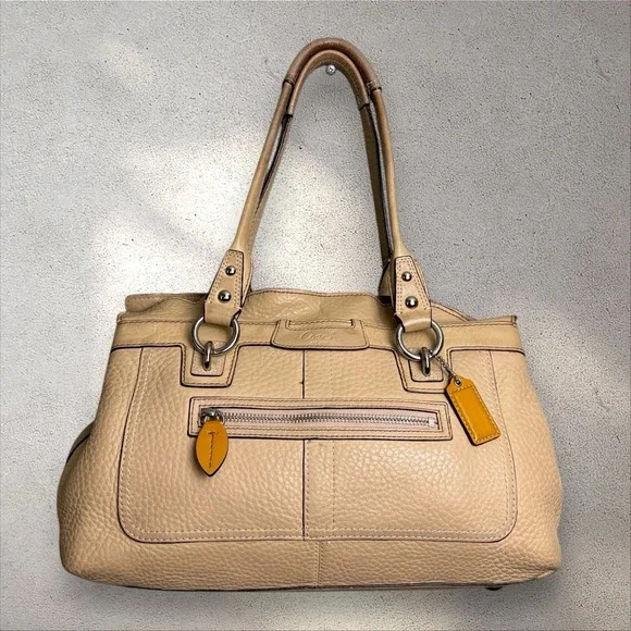 Coach Penelope Pebbled Leather‎ Double Handles Carryall Tote Satchel Bag 13164