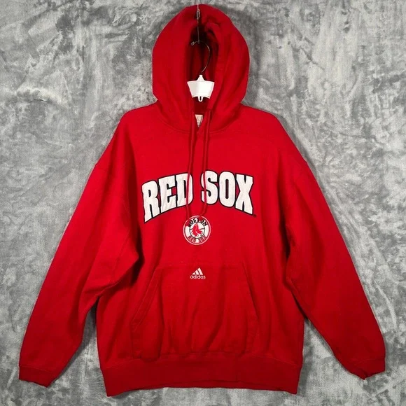 Vintage Boston Red Sox Adidas‎ Hoodie Mens XL Red Pullover Embroidered Y2K 90s