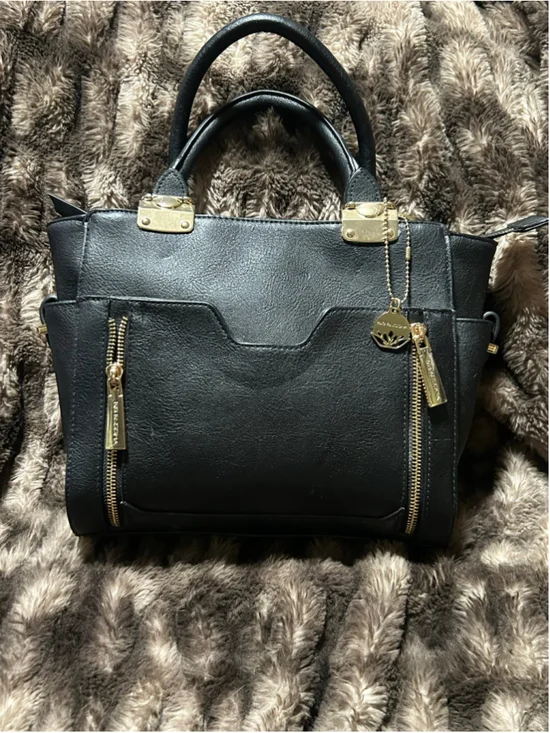 Women's Big Buddha Black Gold Satchel Handbag One Size