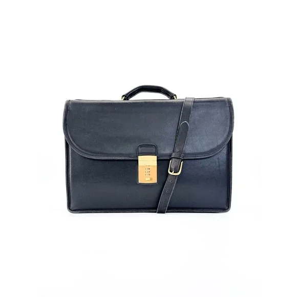 Coach Diplomat Briefcase No. 5353 Black Glove Leather Combination Lock 1998