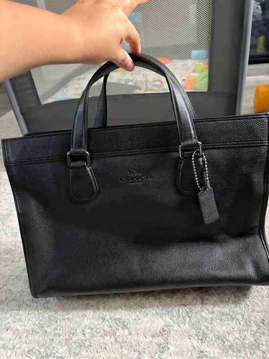 Coach Black Pebbled Leather Tote with Top Handles
