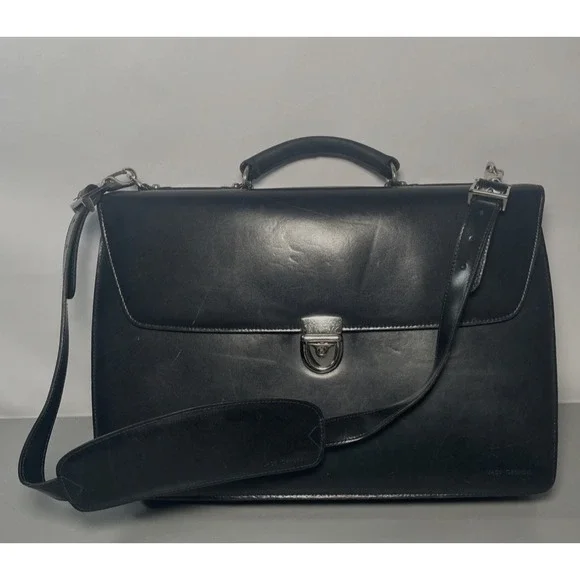 Black Leather Executive Professional Briefcase by Jack‎ Georges