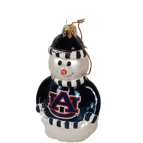 Vintage Auburn Tigers War Eagle Snowman Christmas Tree Ornament W Imperfections