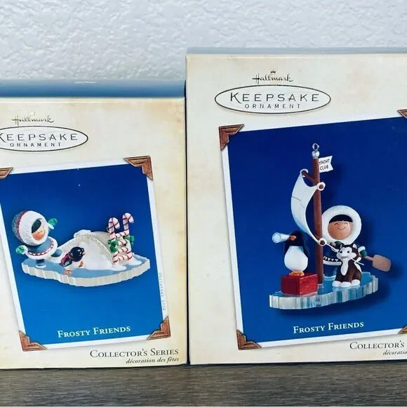 Hallmark Frosty Friends Christmas Eskimo North Pole Ornaments Lot