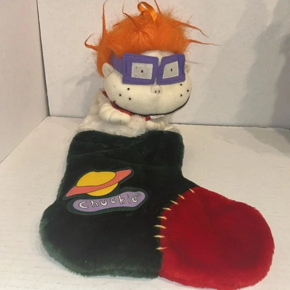 Vintage Nickelodeon Rugrats Plush Christmas Holiday‎ Stocking 1998 Chuckie P4